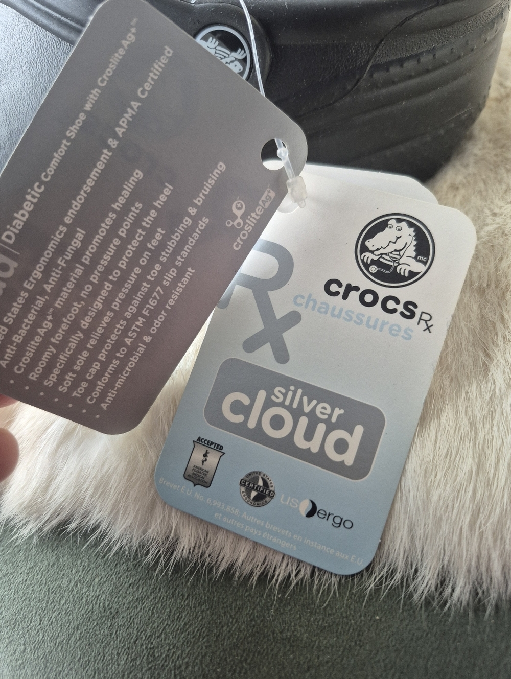 Silver Cloud CROCS Classic Clog in Black Dibetics And Sensitive Feet - Picture 3 of 11